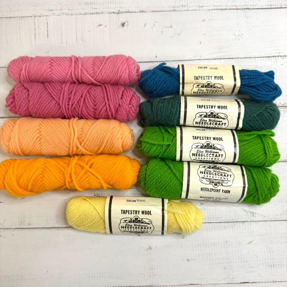 Lot of 9 Vtg Elsa Williams Needlecraft Tapestry Yarn 100% Wool N532 N412 N305 +